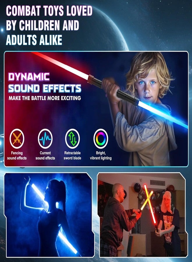 JOINBO Light Up Swords Saber for Kids,2 pack 7 colors Expandable Light Swords Toys with FX Sound(Motion Sensitive) and Realistic Handle,Halloween Dress Up Parties, Xmas Present, Galaxy Fighters and Warriors - Image 3